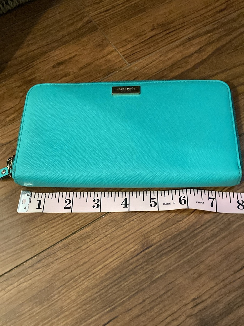 kate spade teal zip-around wallet